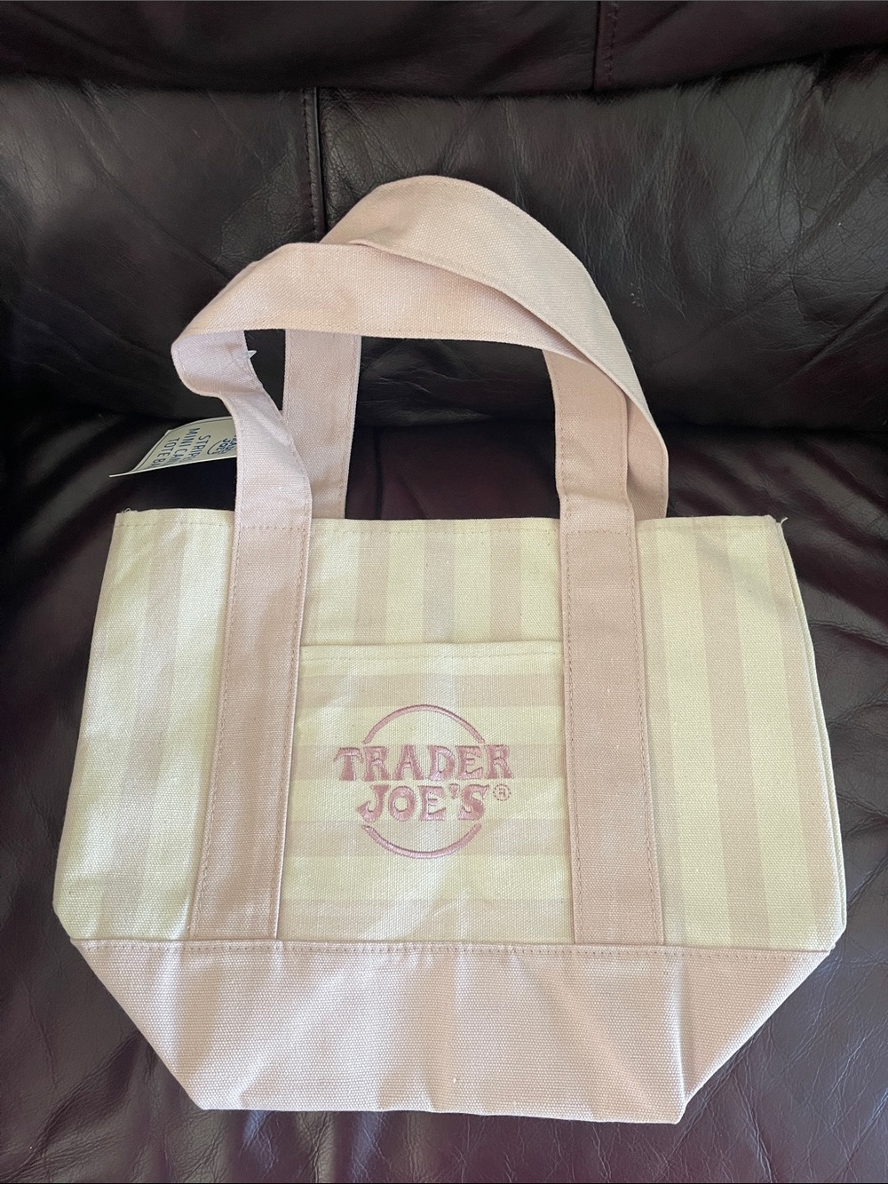 Trader Joe's Pink Striped Canvas Tote